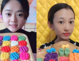 小姐姐吃彩色的各种糖果,小姐姐的彩色甜蜜之旅